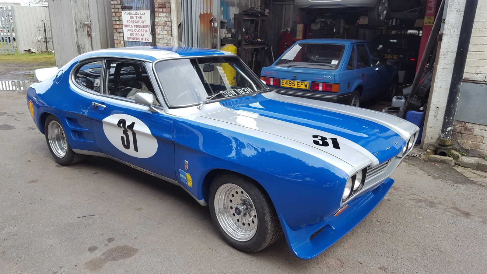 Blue race car refinished by Colourite Body Repairs
