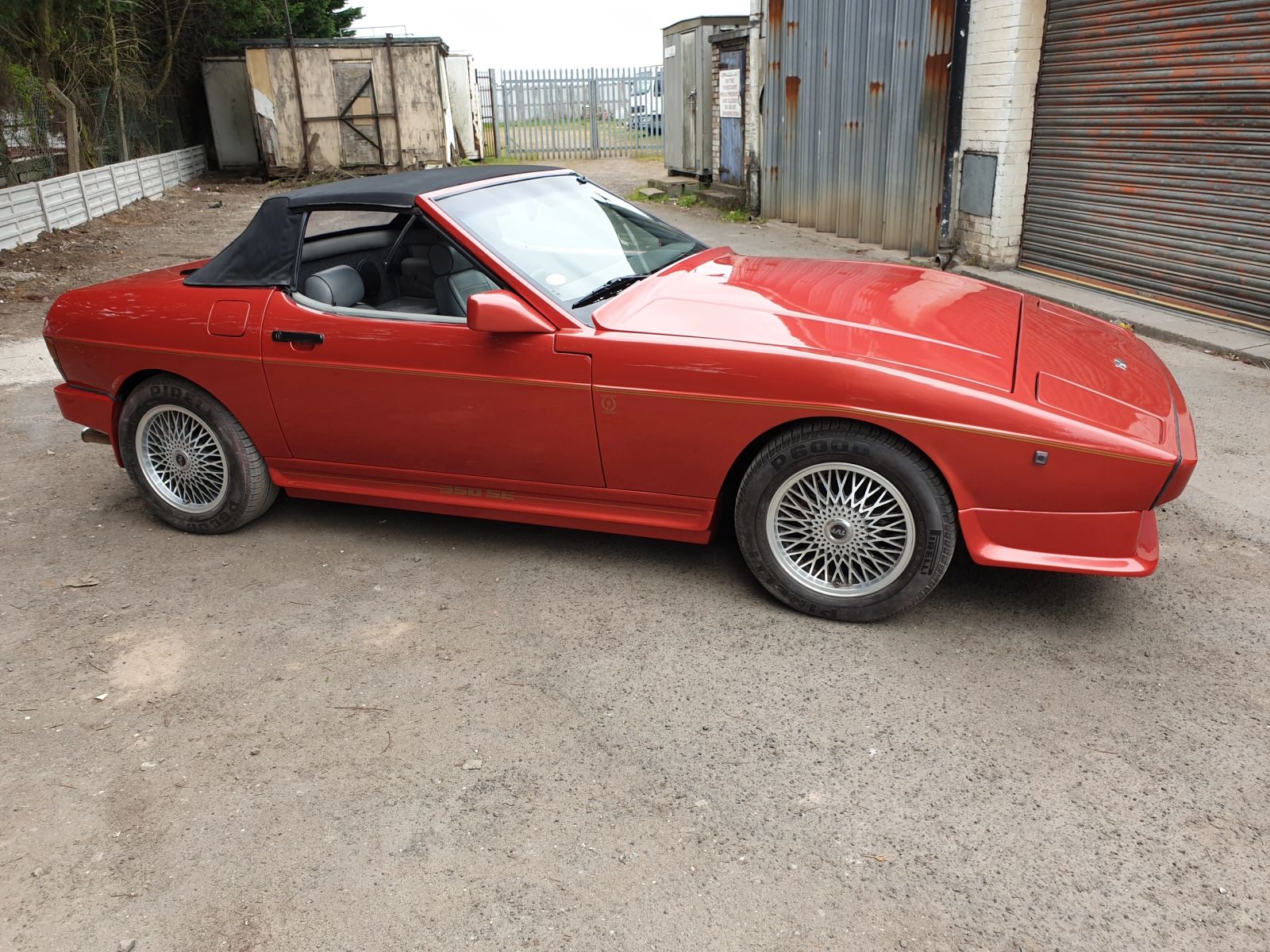 Restored red classic convertible